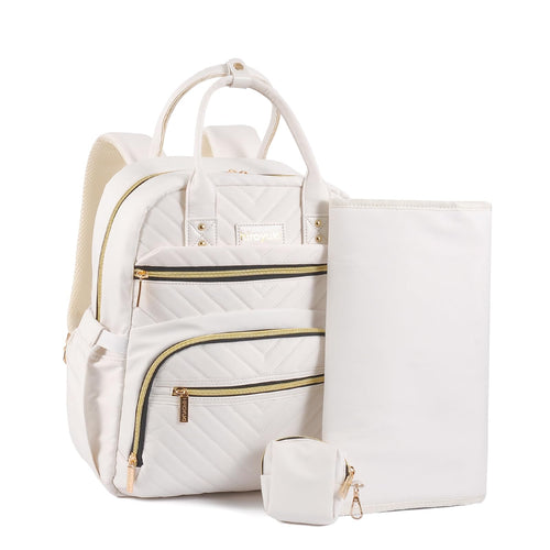 Diaper Backpack with Changing Pad & Pacifier Case — Beige