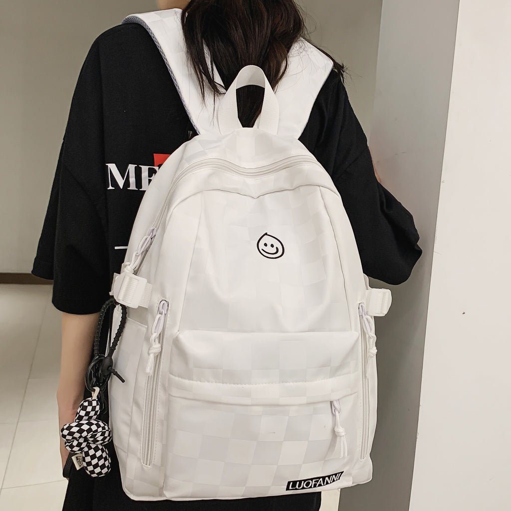 Plaid Nylon School and Travel Backpack for Women