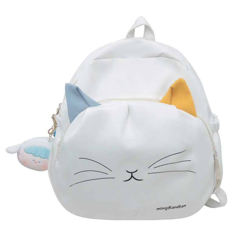 Cute Dual Shoulder Backpack for Students with Cat Design