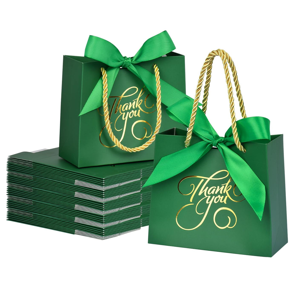 Gift Bags with Handles — 50 Pack (Green)