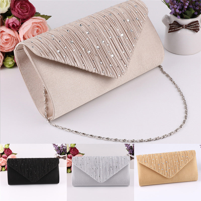 Women's Satin-Look Evening Clutch with Magnetic Closure