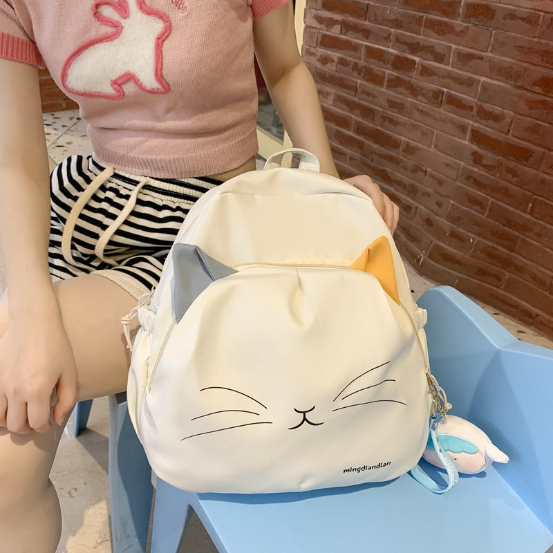 Cute Dual Shoulder Backpack for Students with Cat Design