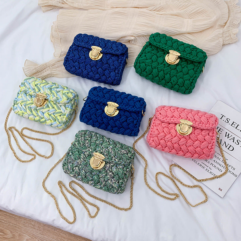 Crochet Cotton Crossbody Bag, Small Woven Bag
