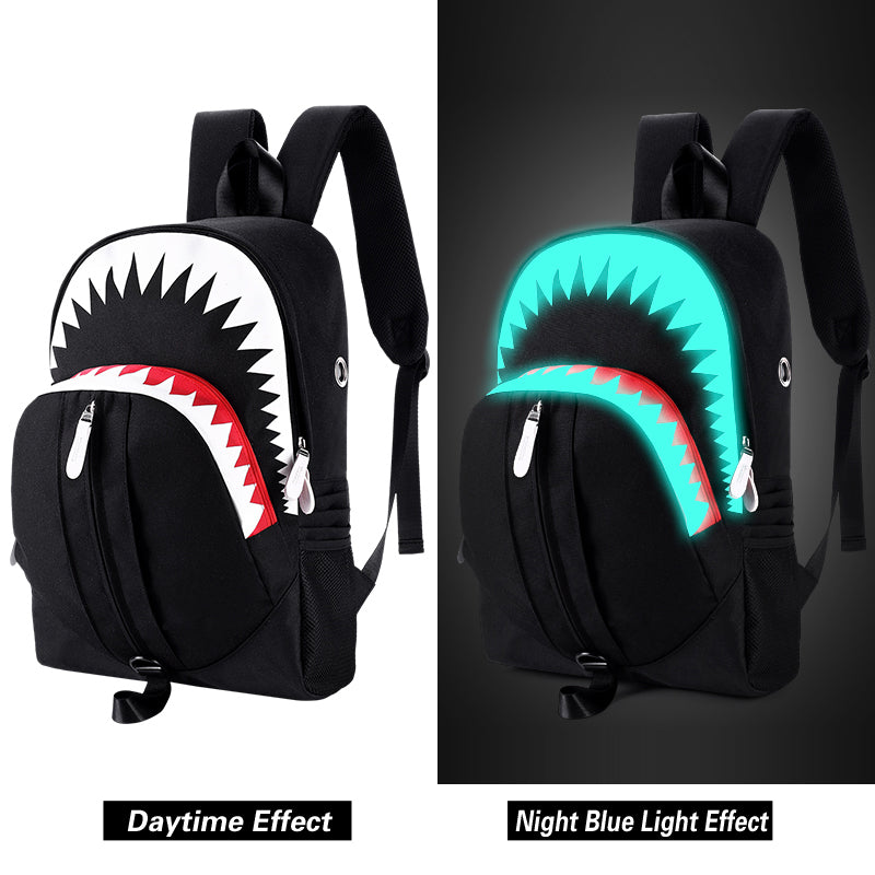Shark USB Function Backpack for Students (Dual Shoulder Bag)