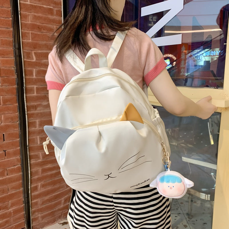 Cute Dual Shoulder Backpack for Students with Cat Design