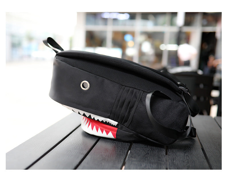 Shark USB Function Backpack for Students (Dual Shoulder Bag)