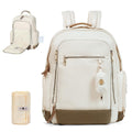 16-Pocket Diaper Backpack with Bag Dispenser — Off-White