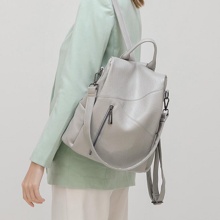 Women's Soft Leather Anti-Theft Large Capacity Backpack