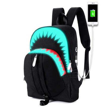 Shark USB Function Backpack for Students (Dual Shoulder Bag)