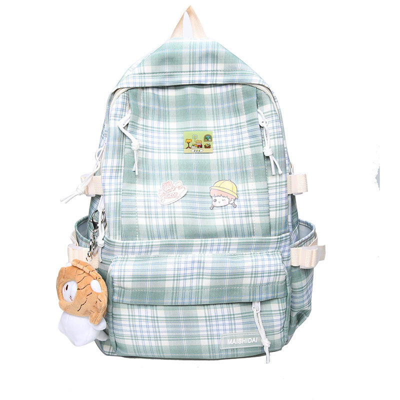 Japanese Plaid Backpack for Students and Travel