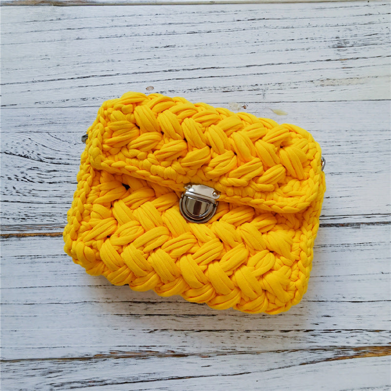 Crochet Cotton Crossbody Bag, Small Woven Bag